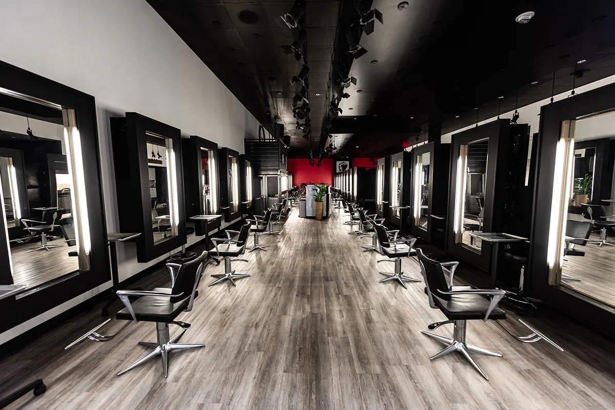 Styling stations at Salon 8 in Bellevue Square, Bellevue